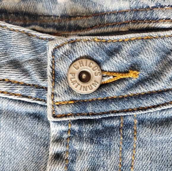 Platinum Chicos White Washed Jeans Silver Jewels and Flower Embellishments - Picture 5 of 6